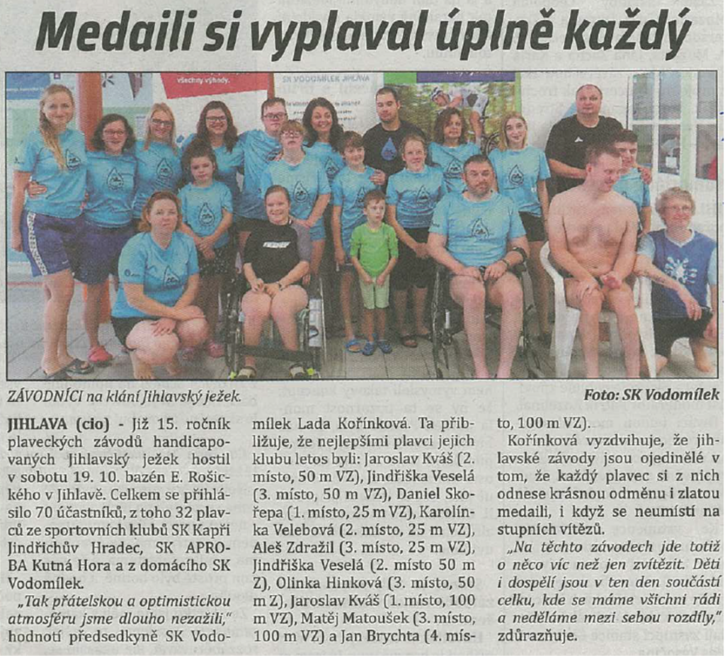 Medaili si vyplaval úplně každý